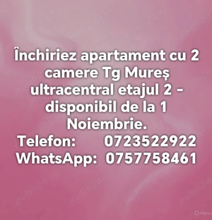 Închiriez apartament cu 2 camere în Tg-Mures