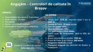 Angajam controlori de calitate in BRASOV