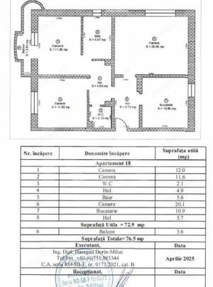 Apartament 3 camere  Etaj 5/8  73 mpu Str. Lungă Sibiu  - imagine 16