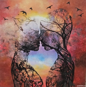 Tablouri pe pânză dimensiune 50 50 cm,  puse pe șasiu de lemn.