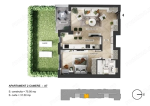 Direct Dezvoltator Apartament 2 Camere 75 mp Curte 31 mp My Place Pipera - imagine 2