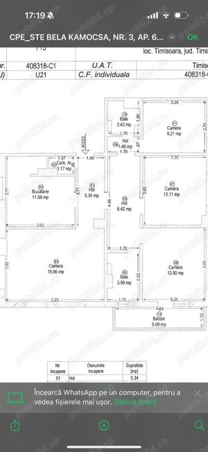 Apartament 4 camere Sagului decomandat amenajat centrala proprie