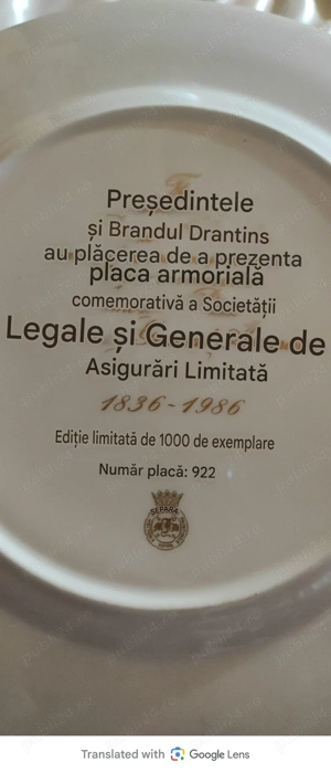 din portelan englezesc  editie limitata 1.000 exemplare nr. 922