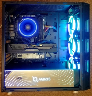 PC Gaming Ryzen 5 5500, RX Vega 56,16GB, SSD NVMe+HDD, Aqirys 4xaRGB+Telecomanda, Sticla, Mesh