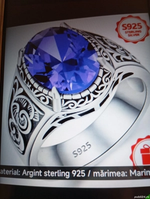 inel din argint sterling925 cu turcoaz oval pt femei si barbati - imagine 5