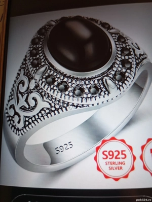 inel din argint sterling925 cu turcoaz oval pt femei si barbati - imagine 4