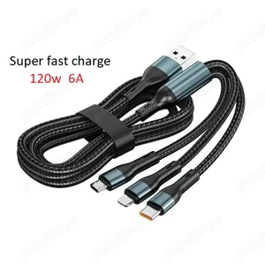 Cabluri incarcare 3 in 1 superfast charge120W Huawei Samsung iPhone Honor Xiaomi etc