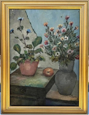 Mircea Popescu Tablou Natură Statică Flori de Câmp pictura ulei pe pânză  42x54 cm