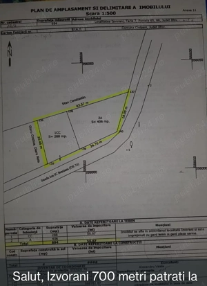 700 m Izvorani-Ciolpani la 2 km de DN1 500m de COR gaz-curent-canaliz la poarta gard 2m porti duble
