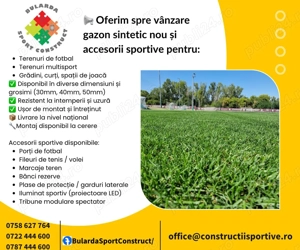 Vând gazon sintetic și accesorii sportive