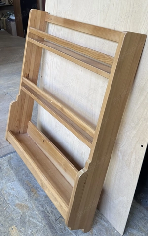Cuier cu rafturi din lemn masiv; Cuier de perete rustic cu etajere - imagine 3