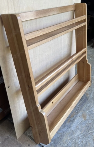 Cuier cu rafturi din lemn masiv; Cuier de perete rustic cu etajere - imagine 2
