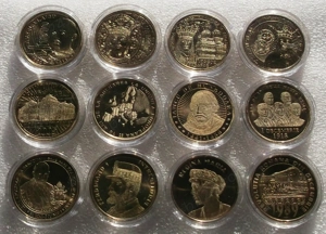 Set complet 12 monede comemorative 50 Bani 2010 - 2019 UNC in capsule