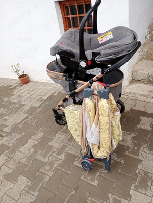 Patut ,Carucior 3 in 1 si Saltea  - imagine 3