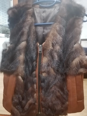 Vand vesta din piele si blana naturala de nurca noua - imagine 2