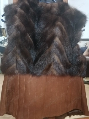 Vand vesta din piele si blana naturala de nurca noua - imagine 3