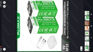 Acumulatori noi 9V litiu-ion,încărcare usb-c