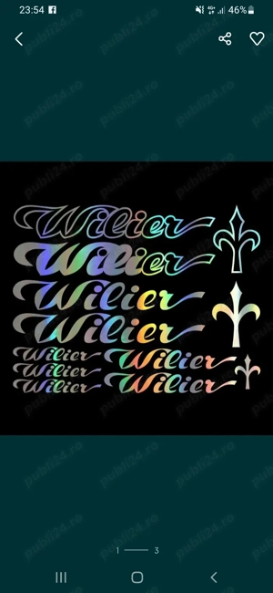 Set coală 12 stikere abțibilduri Wilier reflectorizante cameleon bicicleta