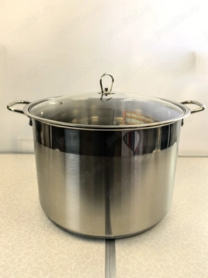 Oala inox 36x25 cm 25 litri cu capac sticla 320 lei