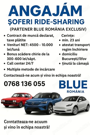 Angajez șoferi categoria B pentru ride sharing