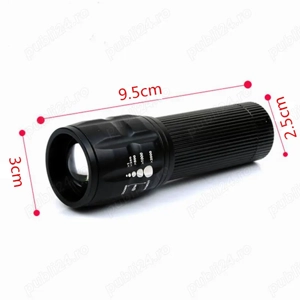 Lanterna far Profesional 5W zoom led SMD superluminos suport bicicleta - imagine 2
