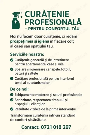Prestam servicii curatenie