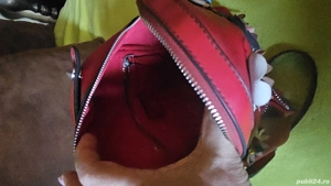 Rucsac piele damă original roșu  - imagine 4