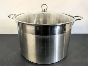 Oala inox 38x26 cm 30 litri cu capac sticla 350 lei