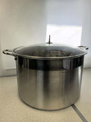 Oala inox 40x27 cm 34 litri cu capac sticla 380 lei