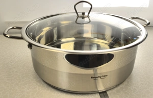 Cratita inox 34 cm 12 litri cu capac sticla 220 lei