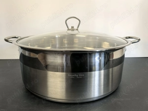 Cratita inox 38x15 cm 17 litri cu capac sticla 290 lei