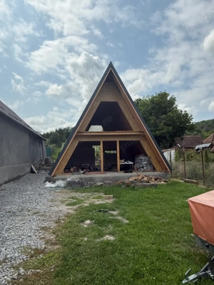 Cabana A-Frame Premium   8 x 12 m  3 Dormitoare Transportabilă Construcție de Calitate Superioară