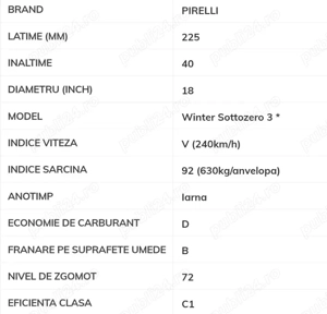 Set Anvelope Iarna 225/40R18 92V PIRELLI WINTER SOTTO Zero 3 - imagine 7