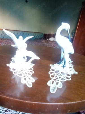 Bibelouri vintage reprezentand pasari: porumbei, egreta