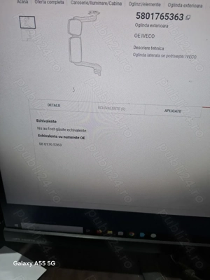 SET Oglinda exterioara CAMION  IVECO EUROCARGO 1-3 AN 1991-2015 COD 5801765364/ 5801765363 - imagine 7