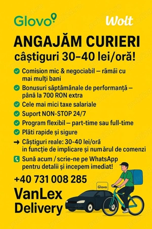 Flota Food Delivery Glovo Bolt Wolt