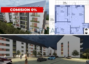 Apartament de vanzare, 3 camere, 2 terase, bloc nou, comision 0%