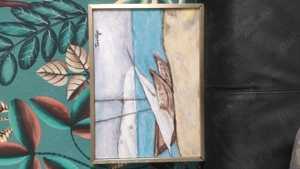 Tablou vechi românesc, N Tonitza, vase la malul marii