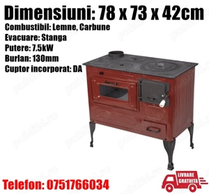 Soba Spor Plita Cuptor Ler Masina Gatit Bucatarie 7.5kw Diametru 130mm Dimensiuni 80 x 75 x 43cm ST