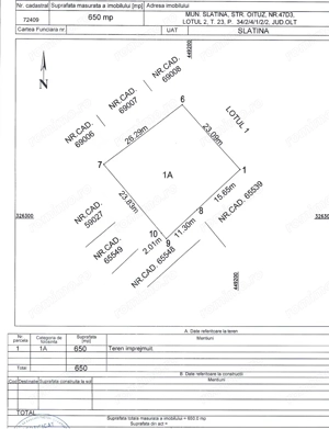 Teren intravilan 650mp cu deschidere 26,95 ml si toate utilitatile