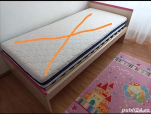 Pat Neoset 200*90 cu somiera jisk si sertar cu roti pt depozitare 