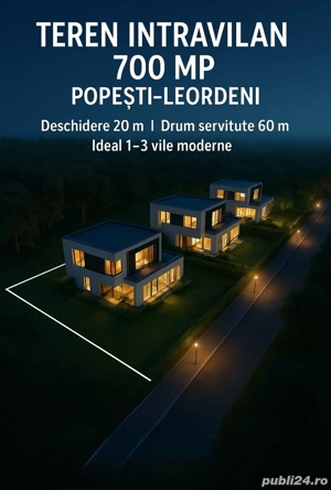 Teren intravilan 700mp cu o deschidere de 20m Popesti Leordeni pretabil casa afacere - imagine 2