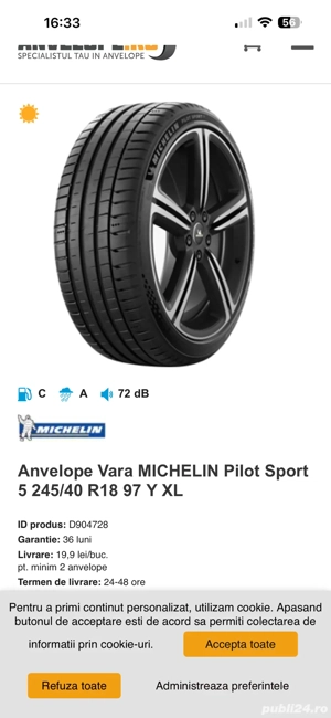 Vand set patru cauciucuri vara MICHELIN  - imagine 3