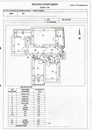 Apartament 4 camere  etaj 1  General Magheru Rm Valcea 