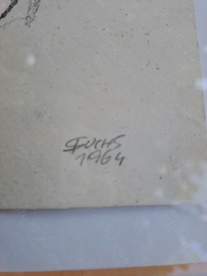 tablou desen creion 32,5 38,5 semnat ernst fuchs - imagine 4