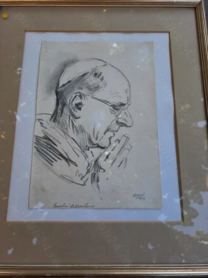 tablou desen creion 32,5 38,5 semnat ernst fuchs - imagine 3