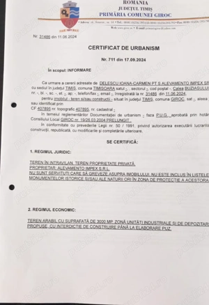 Vând Teren industrial centru Giroc