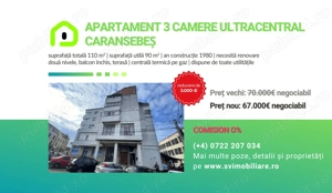 Comision 0 - Apartament 3 Camere, Ultracentral, Str. Ardealului Caransebes