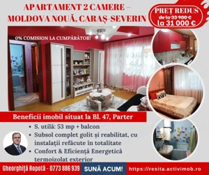 Apartament 2 Cam. Semidecomandate – Moldova Noua CS