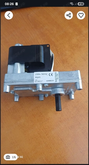 Motoreductor nou, 4rpm, centrale cazane peleti, cu rotita de rezerva,